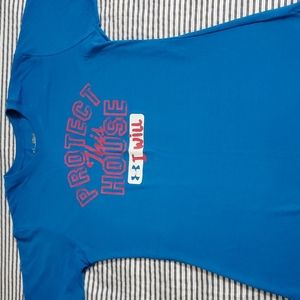 Womens Under Armour size S aqua blue & pink tee